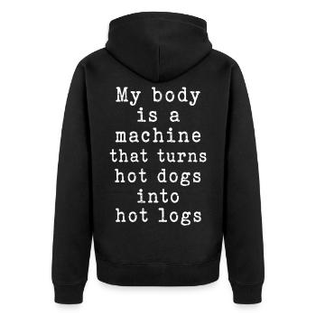 Humor Hot Dog Machine | Funny Grunge Quote - Unisex Premium Organic Zip Hoodie - black - Back - Nico (187cm)