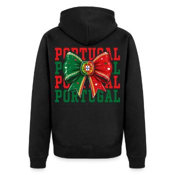 Nœud Drapeau Portugal | Style Coquette Portugais - Veste à capuche bio Premium Unisexe - noir - Dos - Nico (187cm)