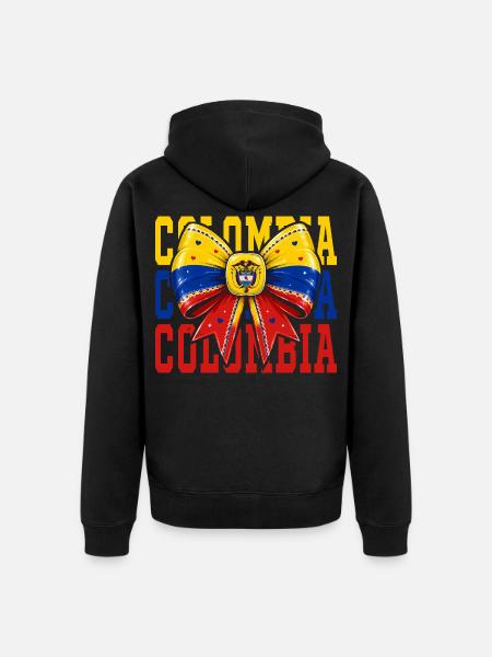 Kolumbien-Flaggenbogen | Kolumbianischer Coquette-Stil - Unisex Premium Bio Zip Hoodie - Schwarz