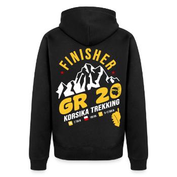 GR20 Corsica Trekking Hike T-Shirt - Unisex Premium Organic Zip Hoodie - black - Back - Nico (187cm)