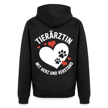 Tierärztin Mit Herz Und Verstand Pfotenliebe - Unisex Premium Bio Zip Hoodie - Schwarz - Hinten - Nico (187cm)