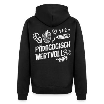 Pädagogisch Wertvoll Erzieherin Lehrer Spruch - Unisex Premium Bio Zip Hoodie - Schwarz - Hinten - Nico (187cm)