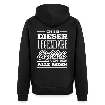 Dieser Legendäre Erzieher Kindergarten Spruch - Unisex Premium Bio Zip Hoodie - Schwarz - Hinten - Nico (187cm)