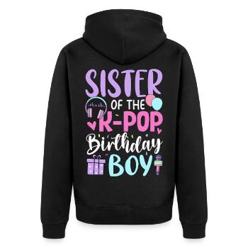 Sœur du garçon anniversaire de la K-Pop - Veste à capuche bio Premium Unisexe - noir - Dos - Nico (187cm)