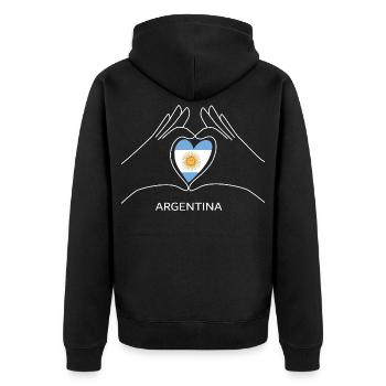 Argentinien Herz in Argentinischer Flagge Für Fans - Unisex Premium Bio Zip Hoodie - Schwarz - Hinten - Nico (187cm)