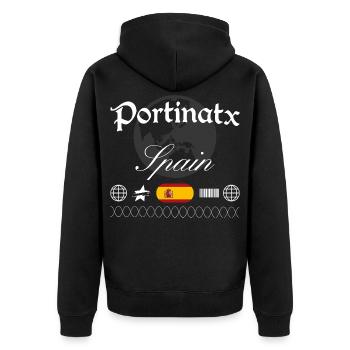Portinatx Spanien Streetwear Reise Souvenir - Unisex Premium Bio Zip Hoodie - Schwarz - Hinten - Nico (187cm)