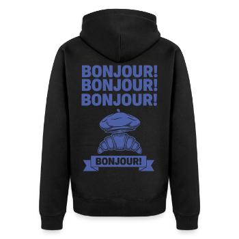 Breakfast brunch coffee bacon food BONJOUR second - Unisex Premium Organic Zip Hoodie - black - Back - Nico (187cm)