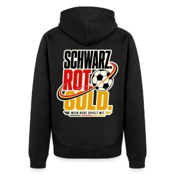 Schwarz Rot Gold Fußball 2026 - Unisex Premium Organic Zip Hoodie - black - Back - Nico (187cm)