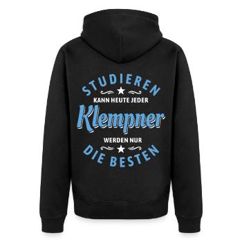 Studieren kann jeder - Klempner Spruch - Unisex Premium Bio Zip Hoodie - Schwarz - Hinten - Nico (187cm)