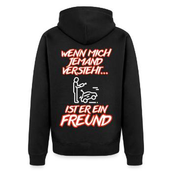 RC Auto Freund - Unisex Premium Bio Zip Hoodie - Schwarz - Hinten - Nico (187cm)