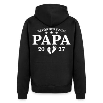Befördert Zum Papa 2027 Schwangerschaft Geschenk - Unisex Premium Bio Zip Hoodie - Schwarz - Hinten - Nico (187cm)