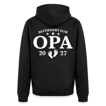 Befördert Zum Opa 2027 Schwangerschaft Geschenk - Unisex Premium Bio Zip Hoodie - Schwarz - Hinten - Nico (187cm)