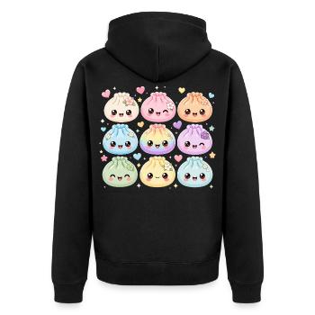 Dumpling - Unisex Premium Organic Zip Hoodie - black - Back - Nico (187cm)
