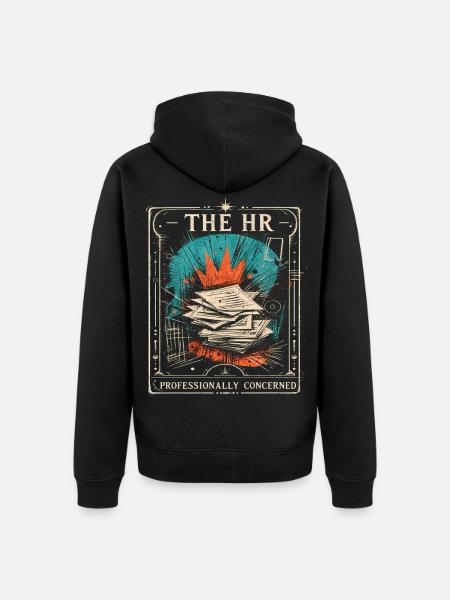 Retro Personalwesen-Zitat: Büro-Kunstdesign - Unisex Premium Bio Zip Hoodie - Schwarz