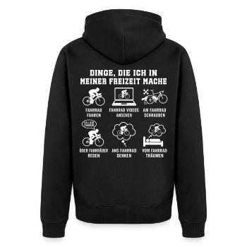 fahrrad fahren - Unisex Premium Bio Zip Hoodie - Schwarz - Hinten - Nico (187cm)