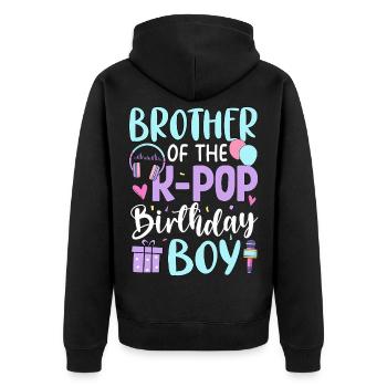 Frère du garçon anniversaire K-Pop - Veste à capuche bio Premium Unisexe - noir - Dos - Nico (187cm)