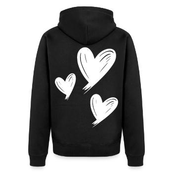 Hearts - Unisex Premium Organic Zip Hoodie - black - Back - Nico (187cm)