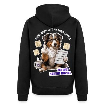 Zu viele Tabs, kein Platz für dich - Unisex Premium Bio Zip Hoodie - Schwarz - Hinten - Nico (187cm)