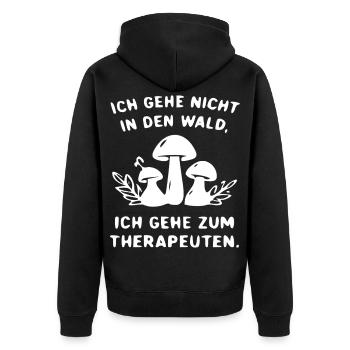 Therapiewald Pilzhumor - Unisex Premium Bio Zip Hoodie - Schwarz - Hinten - Nico (187cm)