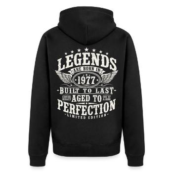 1977 Anniversaire vintage Born Legends - Veste à capuche bio Premium Unisexe - noir - Dos - Nico (187cm)