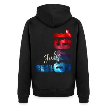 80. Geburtstag Geschenk Original Juli 1946 - Unisex Premium Bio Zip Hoodie - Schwarz - Hinten - Nico (187cm)