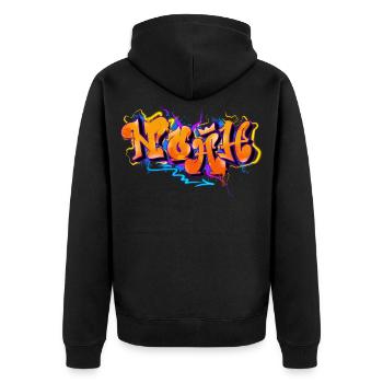 Noah - Unisex Premium Organic Zip Hoodie - black - Back - Nico (187cm)