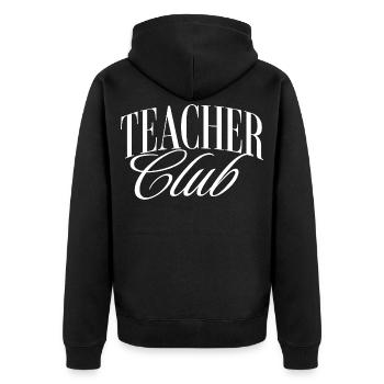 Teacher Club - Unisex Premium Bio Zip Hoodie - Schwarz - Hinten - Nico (187cm)