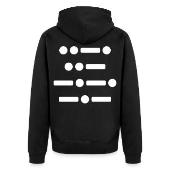 F*ck in Morse Code - Unisex Premium Organic Zip Hoodie - black - Back - Nico (187cm)