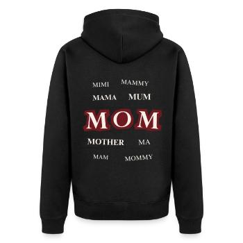 MOM MOTHER MUM MAMA - Unisex Premium Organic Zip Hoodie - black - Back - Nico (187cm)