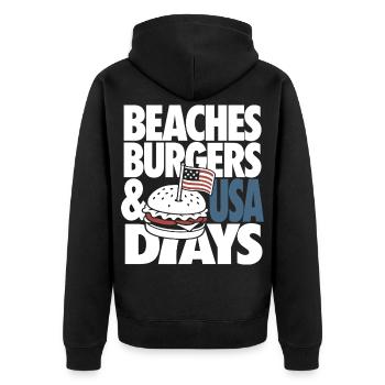 Beaches Burgers USA Days Design - Unisex Premium Organic Zip Hoodie - black - Back - Nico (187cm)
