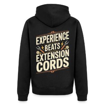 Master Electrician Experience Beats Electrical - Unisex Premium Organic Zip Hoodie - black - Back - Nico (187cm)