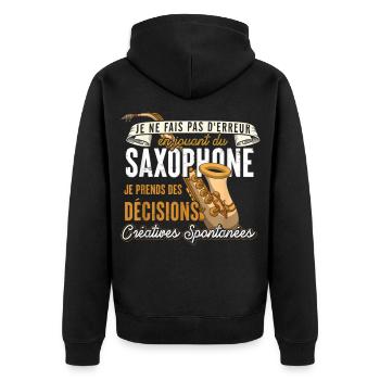 Saxophone Créatif: Décisions Spontanées - Veste à capuche bio Premium Unisexe - noir - Dos - Nico (187cm)