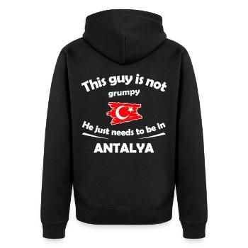 Ce type n’est pas grognon en Antalya - Veste à capuche bio Premium Unisexe - noir - Dos - Nico (187cm)