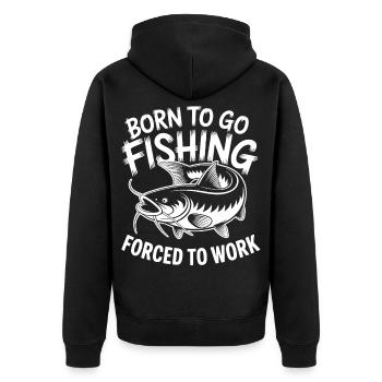 Born to Go Fishing - Unisex Premium Organic Zip Hoodie - black - Back - Nico (187cm)
