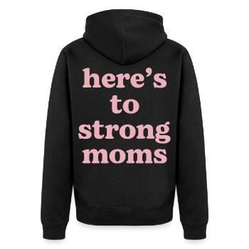 Conception typographique Strong Mothers - Veste à capuche bio Premium Unisexe - noir - Dos - Nico (187cm)