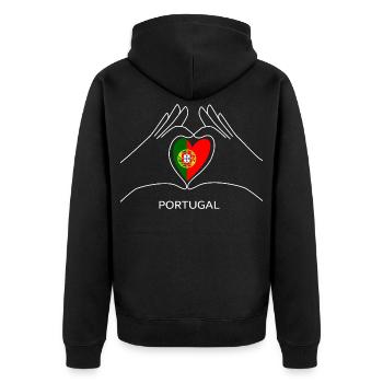 Cœur du Portugal avec un fan du sport du drapeau portugais - Veste à capuche bio Premium Unisexe - noir - Dos - Nico (187cm)