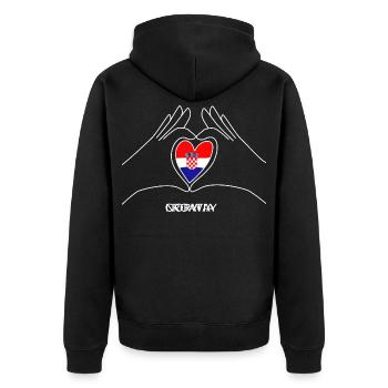 Croatia Herz mit Kroatischer Flagge Kroatien Fan - Unisex Premium Bio Zip Hoodie - Schwarz - Hinten - Nico (187cm)