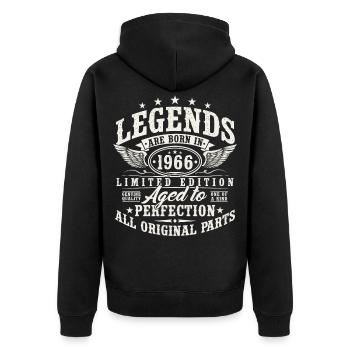 Anniversaire vintage Born Legends 1966 - Veste à capuche bio Premium Unisexe - noir - Dos - Nico (187cm)