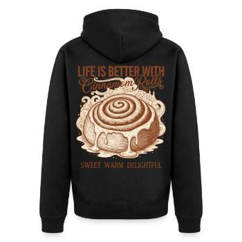 La vie au petit-déjeuner est meilleure avec des roulés à la cannelle - Veste à capuche bio Premium Unisexe - noir - Dos - Nico (187cm)