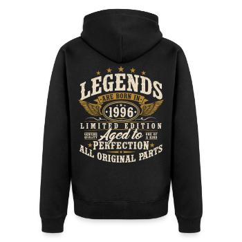 Anniversaire vintage Born Legends 1996 - Veste à capuche bio Premium Unisexe - noir - Dos - Nico (187cm)