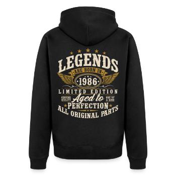 1986 Jahrgang geboren Legenden Vintage Geburtstag - Unisex Premium Bio Zip Hoodie - Schwarz - Hinten - Nico (187cm)