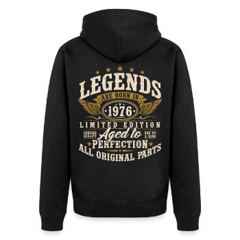 1976 Vintage Born Legends Vintage Birthday - Unisex Premium Organic Zip Hoodie - black - Back - Nico (187cm)