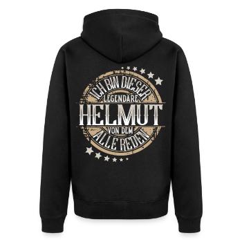 Helmut - Unisex Premium Bio Zip Hoodie - Schwarz - Hinten - Nico (187cm)