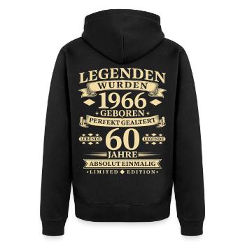 Legenden wurden 1966 geboren 60 Jahre - Unisex Premium Bio Zip Hoodie - Schwarz - Hinten - Nico (187cm)