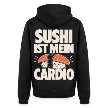Sushi Is My Cardio Kawaii - Unisex Premium Organic Zip Hoodie - black - Back - Nico (187cm)
