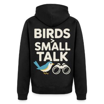 Bird talks : Une petite discussion - Veste à capuche bio Premium Unisexe - noir - Dos - Nico (187cm)