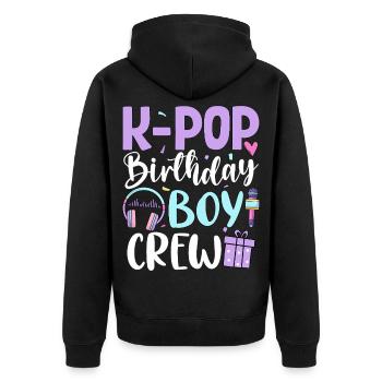 K Pop Birthday Boy Crew - Unisex Premium Bio Zip Hoodie - Schwarz - Hinten - Nico (187cm)