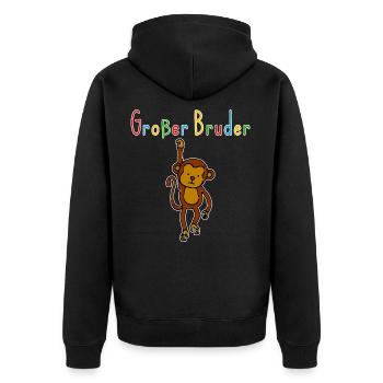 Großer Bruder Geschenk Kinder Affe niedliche Tiere - Unisex Premium Bio Zip Hoodie - Schwarz - Hinten - Nico (187cm)