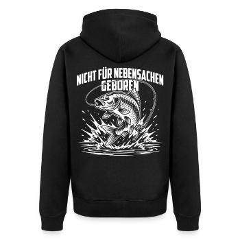 Angeln Spruch - Unisex Premium Bio Zip Hoodie - Schwarz - Hinten - Nico (187cm)