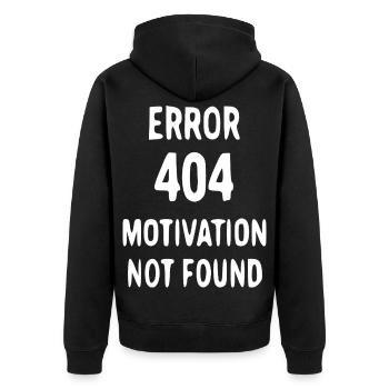 Lack of motivation 404 - Unisex Premium Organic Zip Hoodie - black - Back - Nico (187cm)